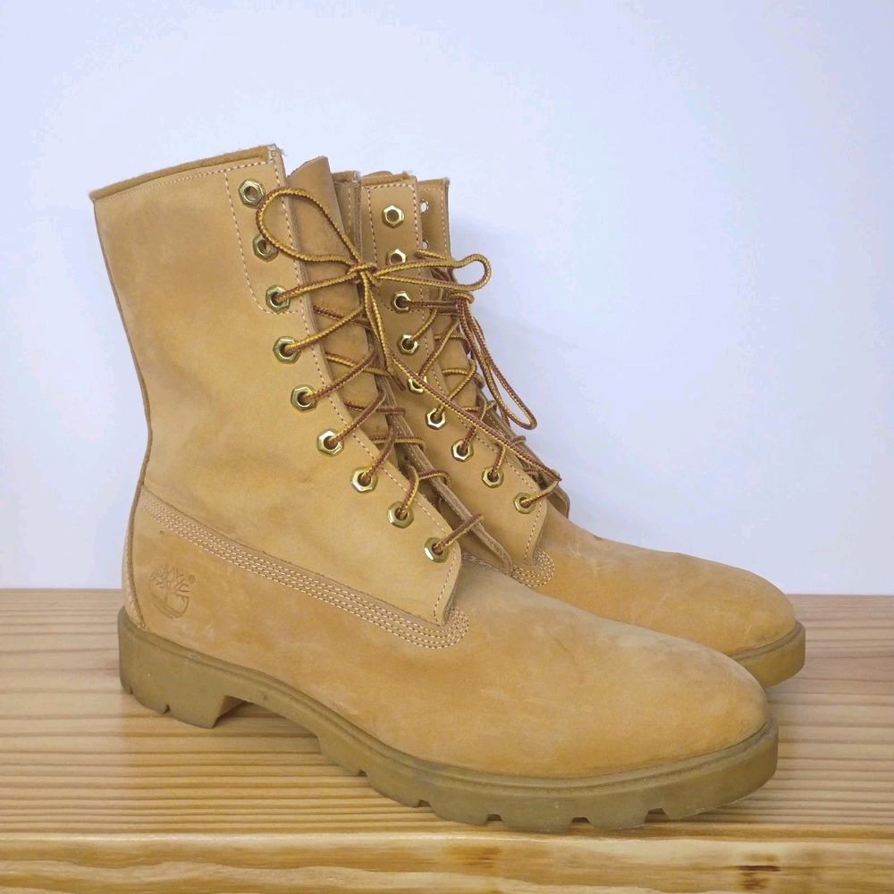 Vintage Timberland 8" Premium Boots Wheat Nubuck Leather Men's 10 M USA Made